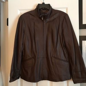 Pamela McCoy brown genuine leather jacket